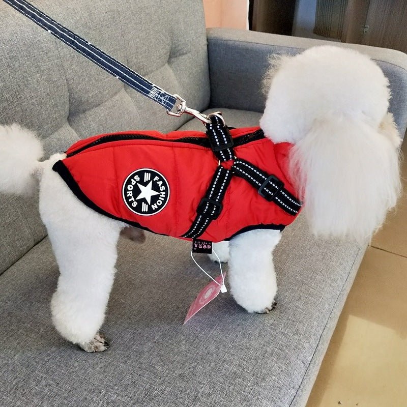 Waterproof Dog Clothes Winter Dog Coat With Harness Warm Pet Clothing Big Dog Jacket Chihuahua Labrador Coat Costume - EliteMascotas