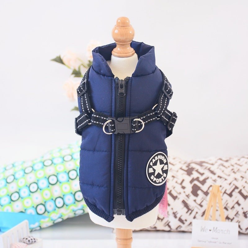 Waterproof Dog Clothes Winter Dog Coat With Harness Warm Pet Clothing Big Dog Jacket Chihuahua Labrador Coat Costume - EliteMascotas