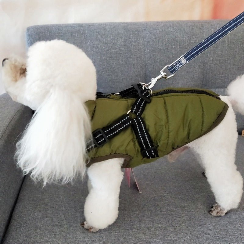 Waterproof Dog Clothes Winter Dog Coat With Harness Warm Pet Clothing Big Dog Jacket Chihuahua Labrador Coat Costume - EliteMascotas