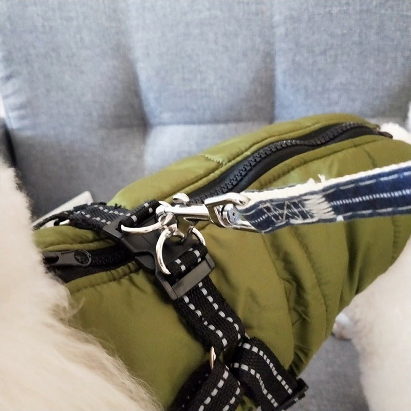 Waterproof Dog Clothes Winter Dog Coat With Harness Warm Pet Clothing Big Dog Jacket Chihuahua Labrador Coat Costume - EliteMascotas