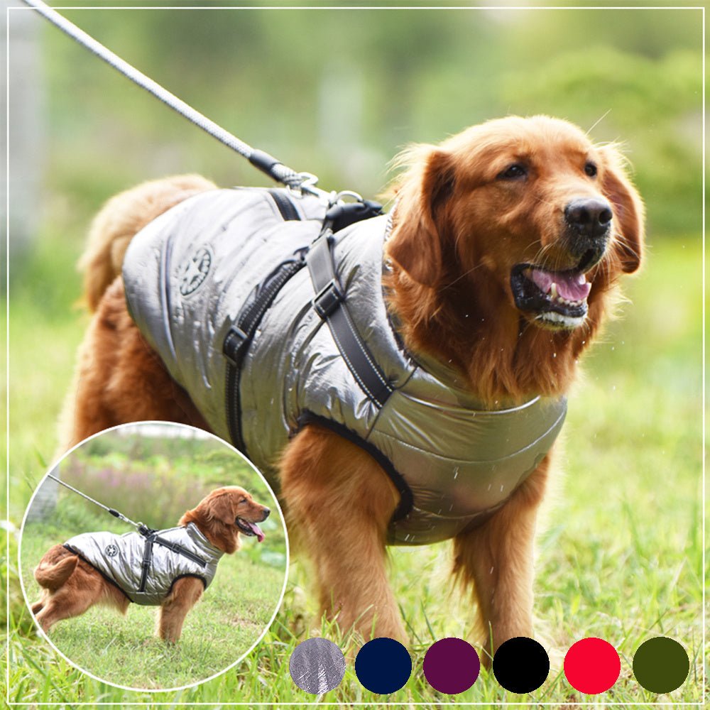 Waterproof Dog Clothes Winter Dog Coat With Harness Warm Pet Clothing Big Dog Jacket Chihuahua Labrador Coat Costume - EliteMascotas