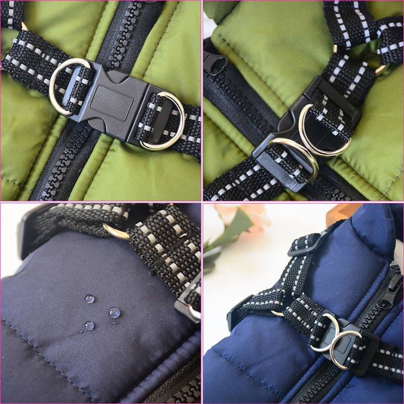 Waterproof Dog Clothes Winter Dog Coat With Harness Warm Pet Clothing Big Dog Jacket Chihuahua Labrador Coat Costume - EliteMascotas