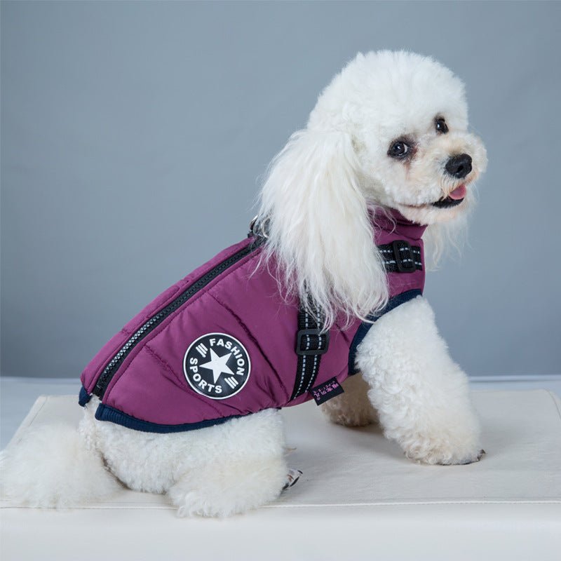 Waterproof Dog Clothes Winter Dog Coat With Harness Warm Pet Clothing Big Dog Jacket Chihuahua Labrador Coat Costume - EliteMascotas
