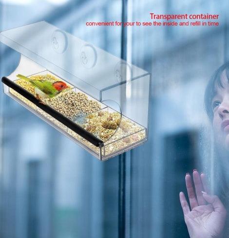 🌿 Alimentador Acrílico Transparente – Comedero Moderno y Minimalista para Aves, Ideal para Jardín, Terraza y Balcón ✨🐦 - EliteMascotas