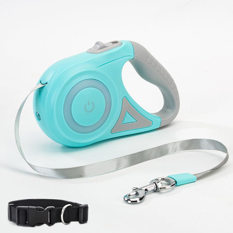 Correa Retráctil, Collar y Spotlight para Mascotas – Paseos Seguros y Visibles de Noche 🌙🐾 - EliteMascotas