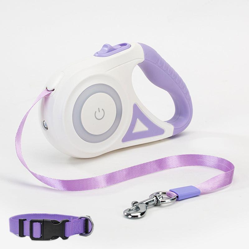 Correa Retráctil, Collar y Spotlight para Mascotas – Paseos Seguros y Visibles de Noche 🌙🐾 - EliteMascotas