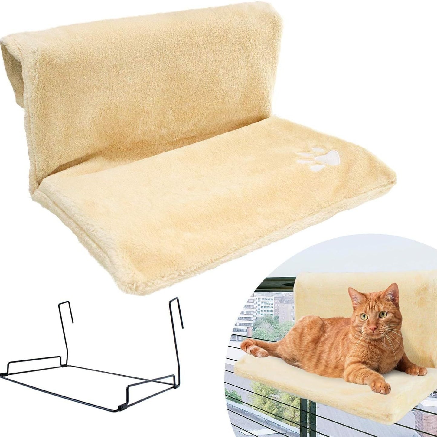 Hamaca Colgante en L de Felpa para Gatos – Confort y diversión desde las alturas 🐱✨ - EliteMascotas