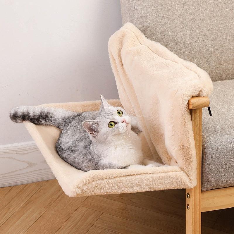Hamaca Colgante en L de Felpa para Gatos – Confort y diversión desde las alturas 🐱✨ - EliteMascotas