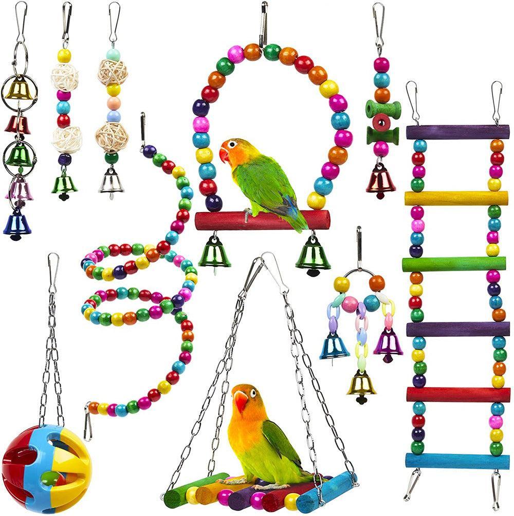 🌿 Juguete Combinado para Loros 10 Piezas – Diversión, Ejercicio y Bienestar en Cada Rincón de su Jaula 🦜🌿🎉