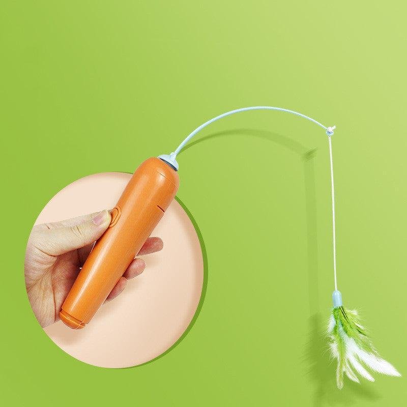 Juguete Giratorio Interactivo con Pluma para Gatos – Diversión y ejercicio en cada giro 🐾🧡🪶 - EliteMascotas