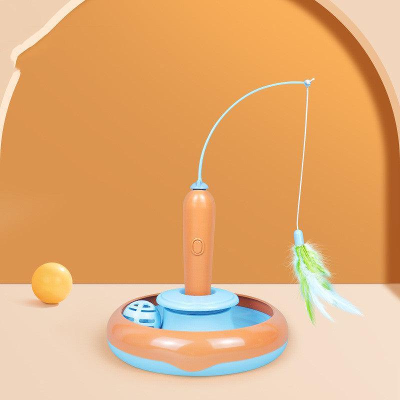 Juguete Giratorio Interactivo con Pluma para Gatos – Diversión y ejercicio en cada giro 🐾🧡🪶 - EliteMascotas