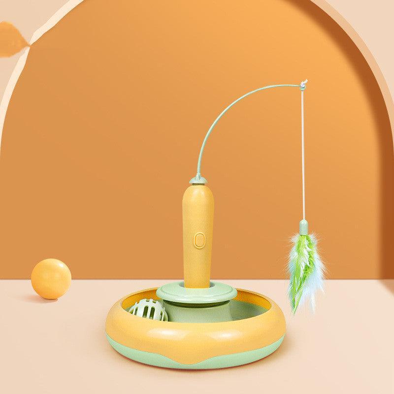 Juguete Giratorio Interactivo con Pluma para Gatos – Diversión y ejercicio en cada giro 🐾🧡🪶 - EliteMascotas
