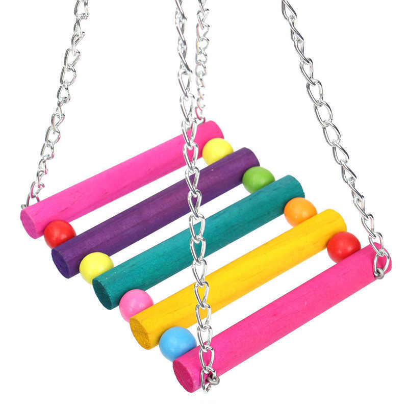 🌿 Puente Colgante Colorido con Columpio Peonía – Diversión, Color y Movimiento para Aves Pequeñas y Medianas 🦜🌸🌈 - EliteMascotas