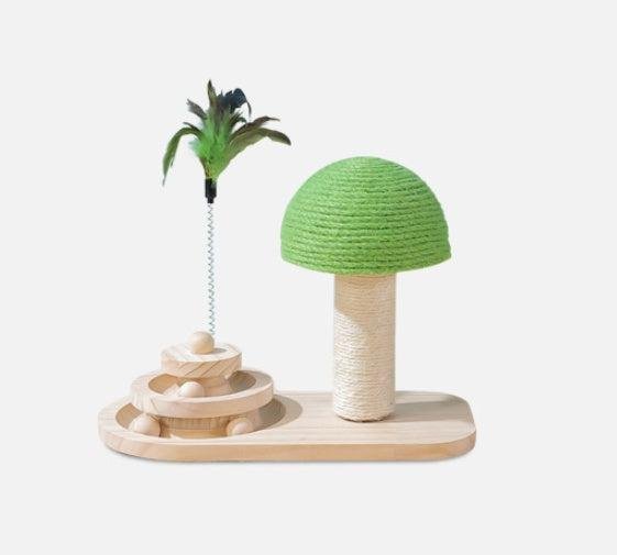 Rascador Interactivo de Madera para Gatos – Diseño natural, juego activo y bienestar 🐾🌿✨ - EliteMascotas