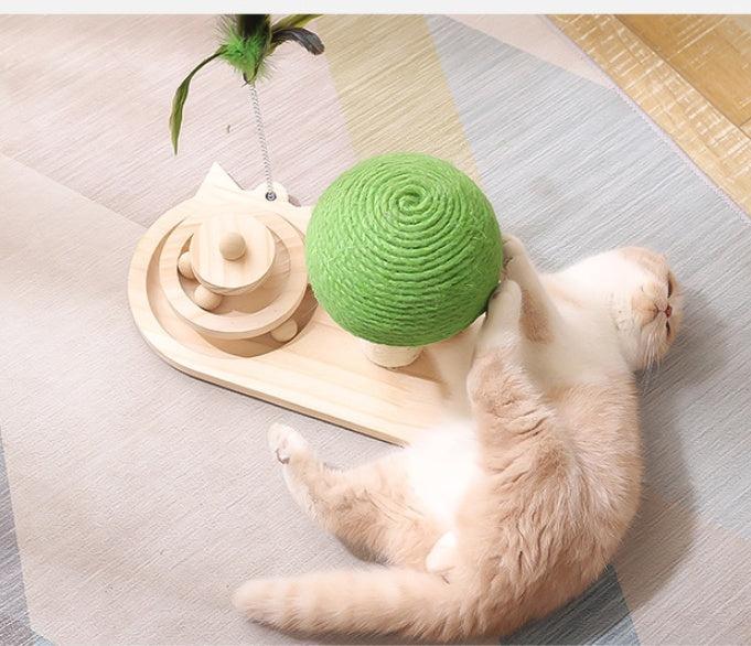 Rascador Interactivo de Madera para Gatos – Diseño natural, juego activo y bienestar 🐾🌿✨ - EliteMascotas