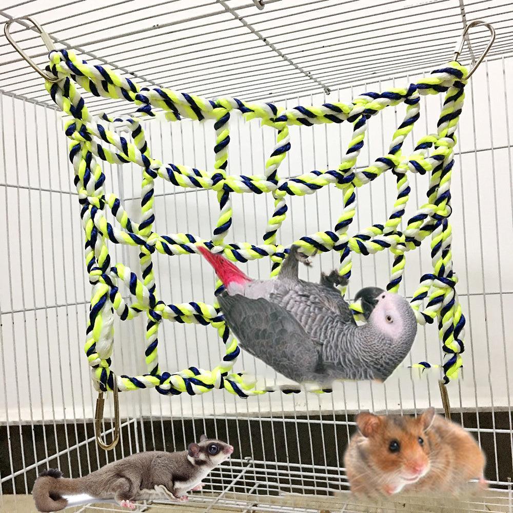🌿 Red de Escalada para Loros – Diversión, Ejercicio y Aventura para Aves Pequeñas y Medianas 🦜🧗🌿 - EliteMascotas