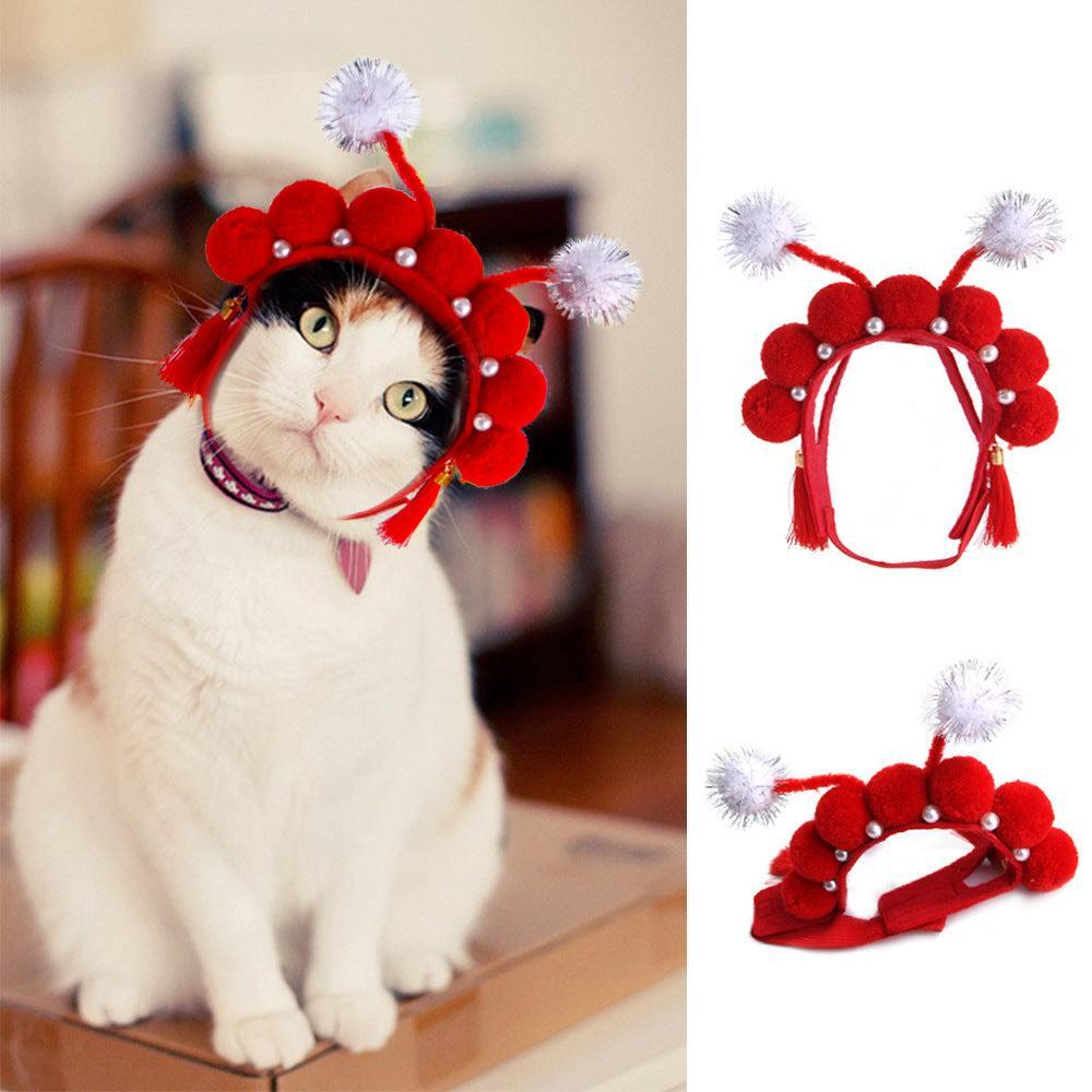 🌿Sombrero para Mascotas con Pelo Rizado - Divertido para Gatos 🐱🎩✨ – ¡Dale a tu gato un look inolvidable! - EliteMascotas