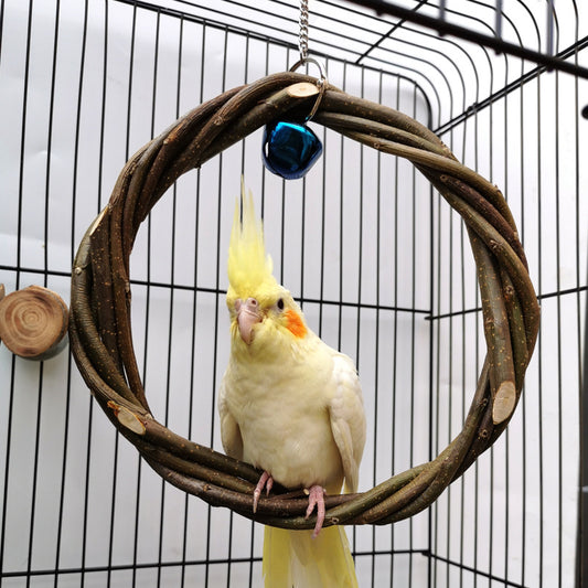 Jaula para Aves con Juguete de Rattan – Diversión y bienestar para tus aves 🐦🌿