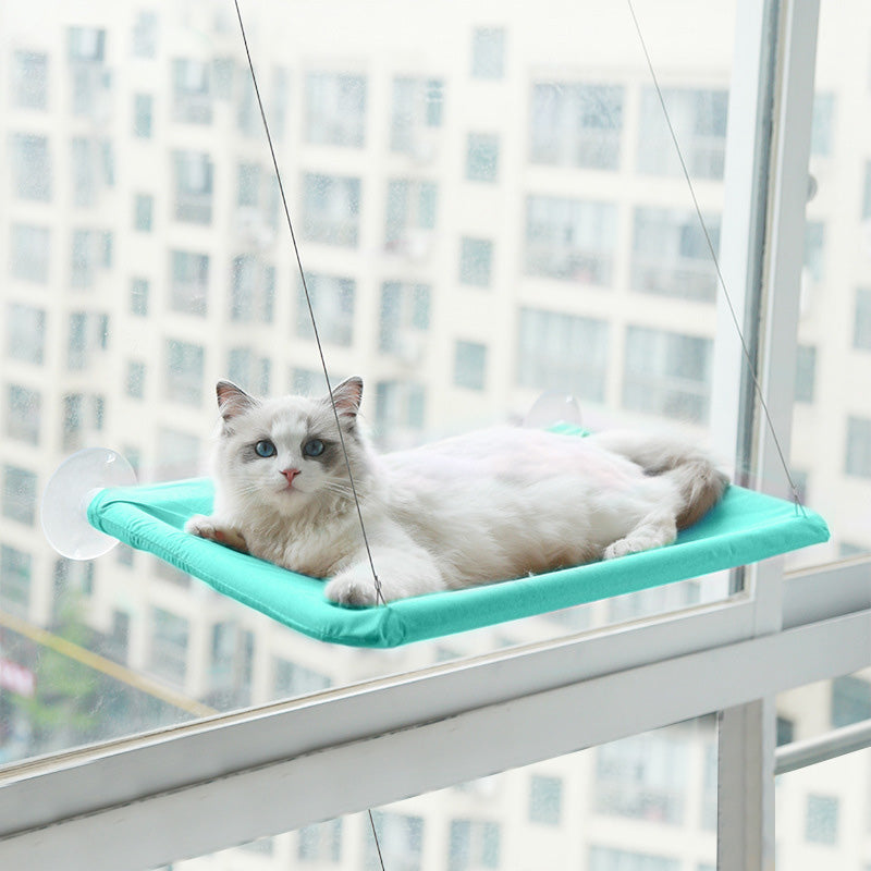 Hamaca de lujo para gatos con ventana: cómodo posadero con ventosas para gatos de interior