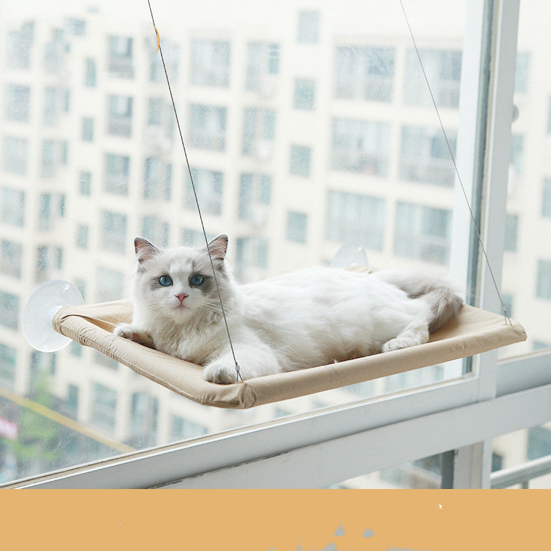 Hamaca de lujo para gatos con ventana: cómodo posadero con ventosas para gatos de interior