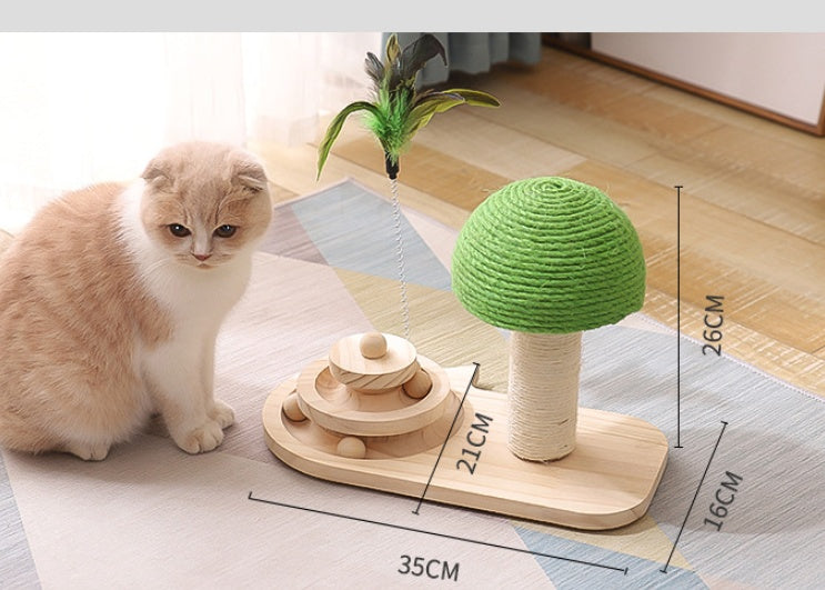 Rascador Interactivo de Madera para Gatos – Diseño natural, juego activo y bienestar 🐾🌿✨