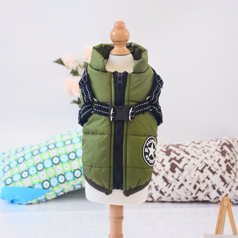 Waterproof Dog Clothes Winter Dog Coat With Harness Warm Pet Clothing Big Dog Jacket Chihuahua Labrador Coat Costume - EliteMascotas