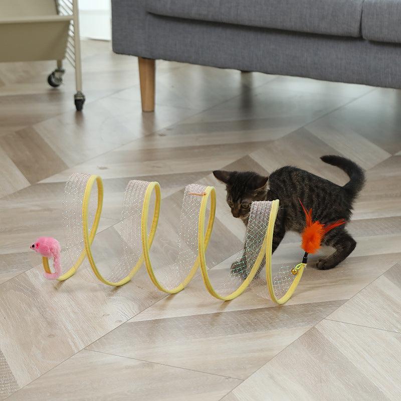 Foldable Cat Tunnel With Interactive Mouse - Fun, exercise and hunting in every corner 🐾🧶🐭