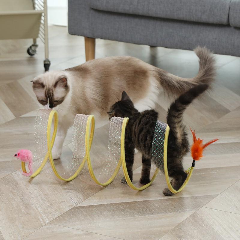 Foldable Cat Tunnel With Interactive Mouse - Fun, exercise and hunting in every corner 🐾🧶🐭