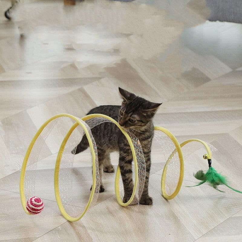 Foldable Cat Tunnel With Interactive Mouse - Fun, exercise and hunting in every corner 🐾🧶🐭