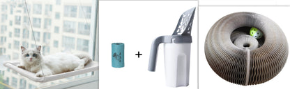 Hamaca de lujo para gatos con ventana: cómodo posadero con ventosas para gatos de interior