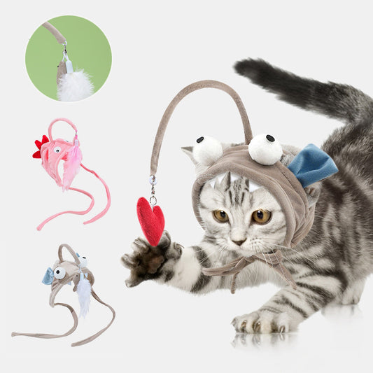 Sombrero Interactivo Ajustable con Pluma para Gatos – Diversión, estilo y ejercicio en un solo accesorio 🐾🎩🪶