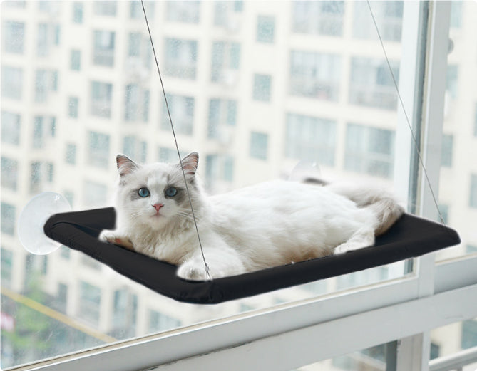 Hamaca de lujo para gatos con ventana: cómodo posadero con ventosas para gatos de interior